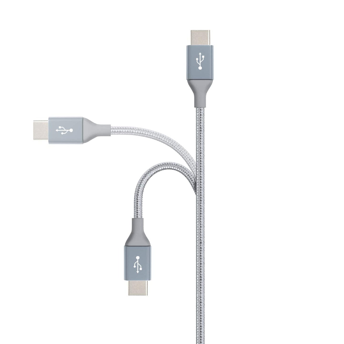 Amazon Basics USB-C to USB-C 2.0 Fast Charger Cable, Nylon Braided Cord, 480Mbps Speed, USB-IF Certified, for Apple iPhone 16/15, iPad, Samsung Galaxy, Tablets, Laptops, 10 Foot, Silver