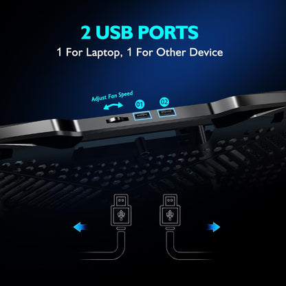 AIMIUZI Laptop Cooling Pad Laptop Cooler Stand, Laptop Fan Cooling Pad for 12-15.6 Inch Laptop Notebooks, 5 Quiet Fans, 5 Angle Adjustable Laptop Cooling Stand (Black)