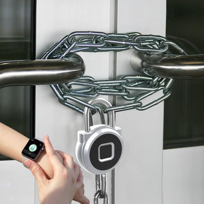 Gym Locker Padlock eLinkSmart Fingerprint Padlock Bluetooth App Authorized View Record Waterproof Security Keyless Smart Combination Lock for Outdoor Locker Backpack Gun Case Silver