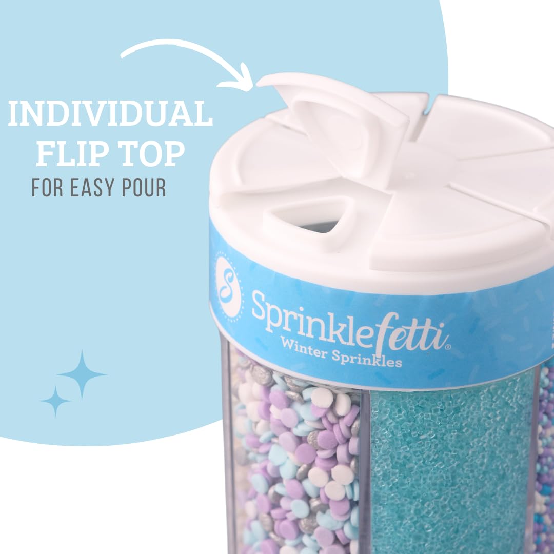 Sweets Indeed Valentines Sprinkles 6-Cell Jar | Heart Sprinkles, Red White Pink Jimmies & Sanding Sugar | Baking & Decorating | 6.45 ounces