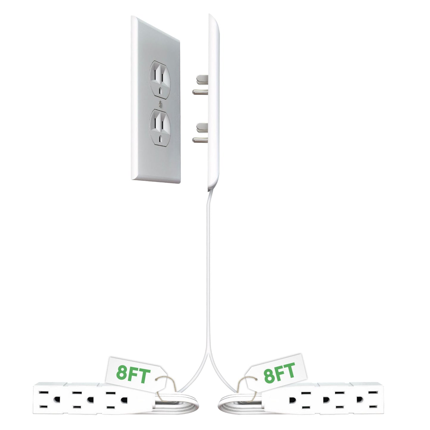 Sleek Socket Original & Patented Ultra-Thin Outlet Concealer with Cord Concealer Kit, Flat Extension Cord with Multi Outlets Power Strip, Ideal for Home Improvement, Hide Bulky and Messy Cords