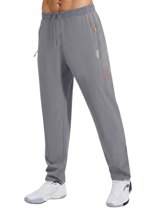 ZENGVEE Sweatpants for Men Athletic with Zipper Pockets Workout Sweat Pants Lightweight for Jogging Gym Running Track Exercise Moisture Wicking Training Lounge Open Bottom 3039 LightGray L