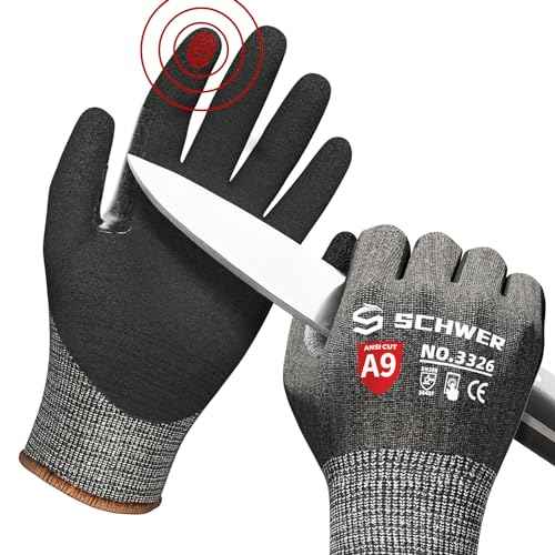 Schwer ProGuard Highest Level Cut Resistant Work Gloves PR3326 for Extreme Protection£¬ANSI A9 Cut Gloves with Reinforced Thumb, Non Slip, Non PFAS, Durable, Touch-screen, Black 2 Pairs£¨L£©