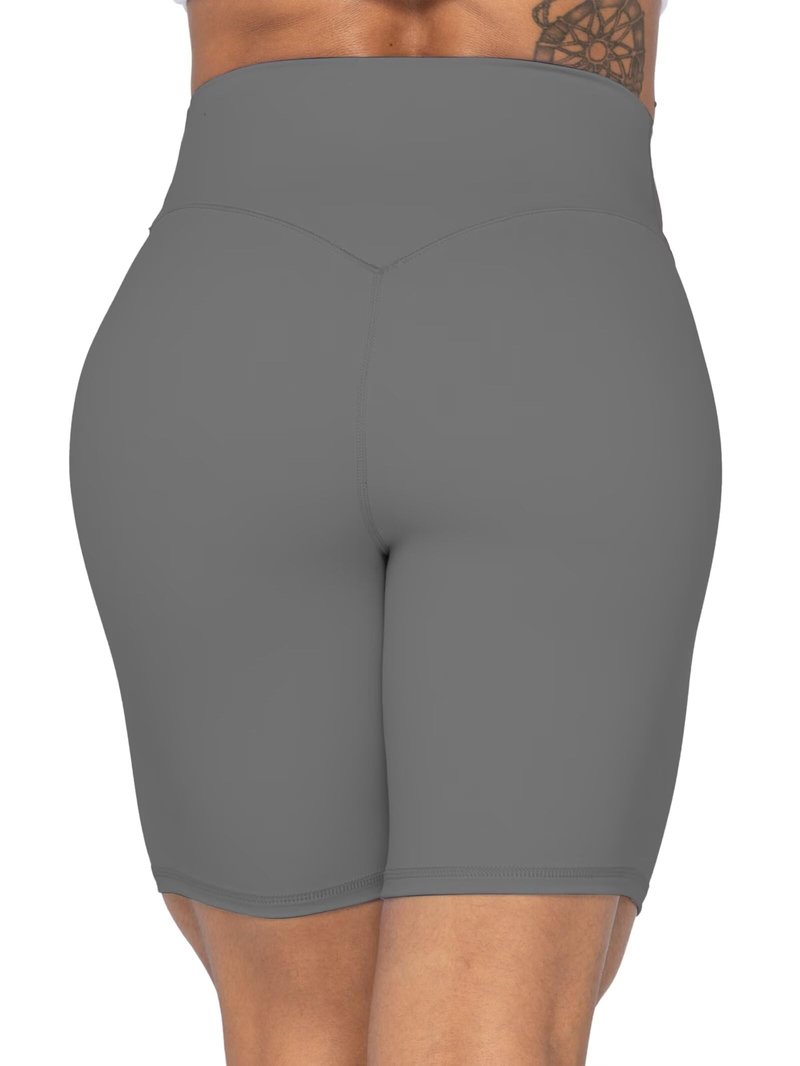 Sunzel 8" Waist Biker Shorts for Women No Front Seam Soft Yoga Workout Gym Bike Shorts Tummy Control Squat Proof Charcoa Grey Large