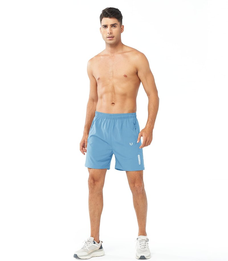 NORTHYARD Men's Athletic Running Shorts Gym Workout 7"/9"/5" Quick Dry Lightweight Sports Basketball Tennis 3 Zipper Pockets SKYBLUE-5inch 3XL