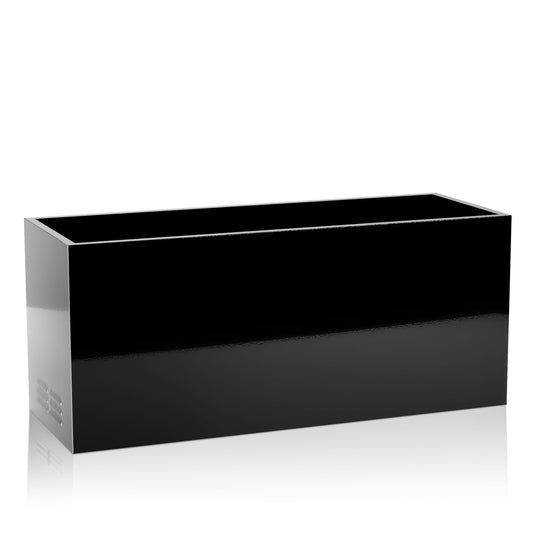 Worth Metal Planter Box with Insert Plate & Drain Holes, Indoor or Outdoor Use, No Assembly Required, 30" x 11" x 13", 14.3 Gallons, Glossy Black