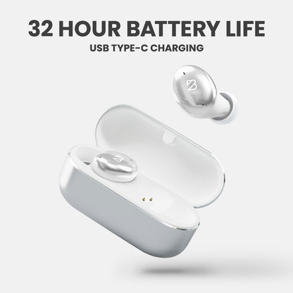 Back Bay Audio Tempo 30 Wireless Earbuds for Small Ears - Award-Winning Sound, Sweatproof Bluetooth Earbuds, Comfortable Ear Buds for Women, Silver Earphones Small Ear Canals, Long Battery Headphones