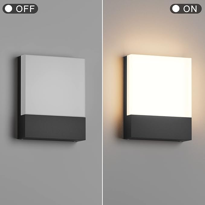 1-Pack Modern Outdoor LED Wall Light,24W 3000K Wall Porch&Patio Light,IP65 Led Exterior Wall Lights Fixtures,Low Profile Wall Sconce for House Yard Garage Walkway Garden(Black)