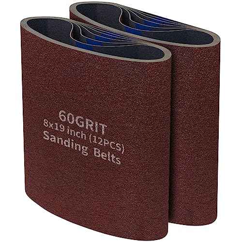 12 Packs 8 x 19 inch 60 Grit Cloth Floor Sanding Belts Ideal for Sanding Commercial and Residential Flooring