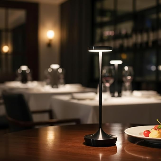 Cordless Table Lamp Rechargeable - 6000mAh LED Battery Operated Table Light - Portable Touch Dimmable Outdoor Waterproof Table Lamps for Patio Restaurant Dining (2 Black)
