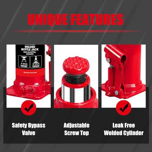 Bottle Jack 12 Ton (24,000 LBs) Hydraulic Car Jack, Fit for Auto Truck Repair and House Lift, Red