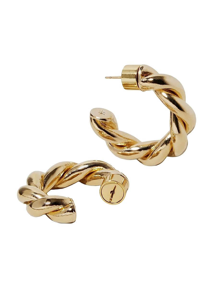 Jennifer Fisher, Twisted Lilly 10K Gold-Plated Huggie Earrings, Gold, Huggie