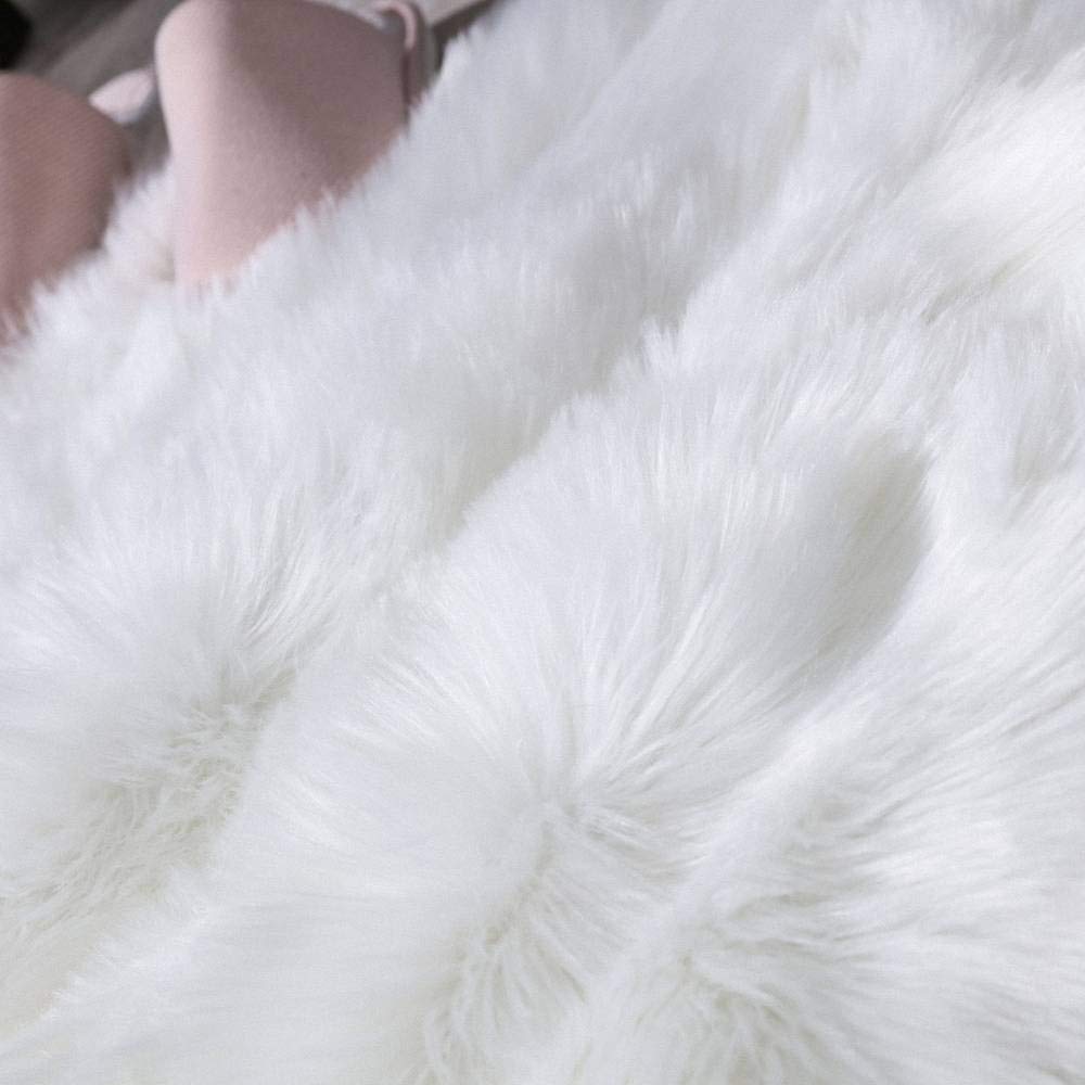 Carvapet 2x4 White Faux Sheepskin Rug - Soft Shaggy Bedside Floor Carpet, Plush Fuzzy Throw and Long Faux Fur Mat for Bedroom Living Room Chair Sofa