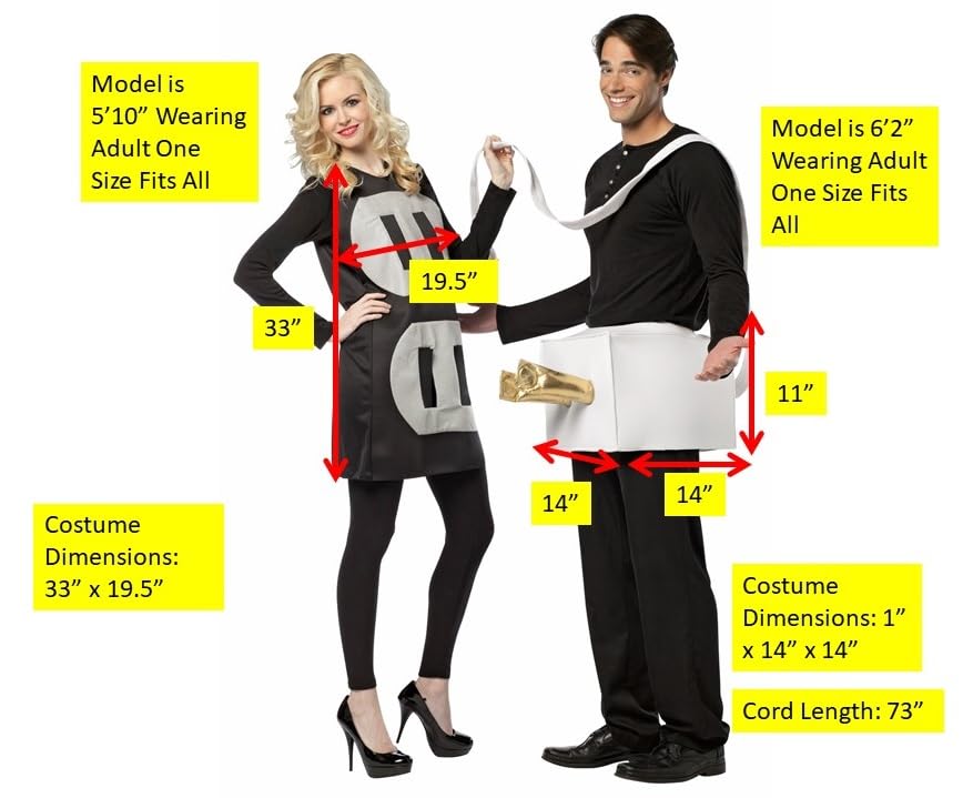 Rasta Imposta Lightweight Plug and Socket Couples Costume, Black/White, One Size