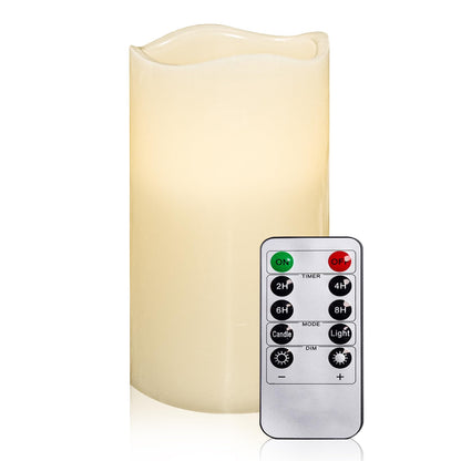 VETOUR Wax Shell Flameless Candles : Set of 1 H4”D3.15” Remote Control LED Electric Candle Ivory Real Wax Pillar Flickering Candles with Timer Home Halloween Christmas Gift Deco