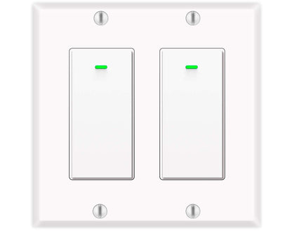 Alexa Light Switch, Double Smart WiFi Light Switches, Smart Switch 2 Gang Compatible with Alexa and Google Home, Neutral Wire Needed, with Remote Control, Timing Schedule, No hub Required (2Pack)