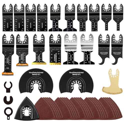 50-Piece Oscillating Tool Blades Kit -Universal Quick-Change Multi-MaterialCutting Blades for Wood, Metal, PlasticFits Dewalt, Milwaukee, Bosch, Makita,Ryobi & More