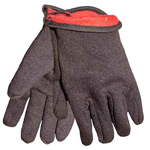 G & F Products Brown Jersey Winter Work Gloves with Red Fleece Lining