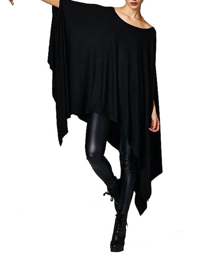 Vivicastle Women's Loose Bat Wing Dolman Poncho Tunic Dress Top (One Size, Black)