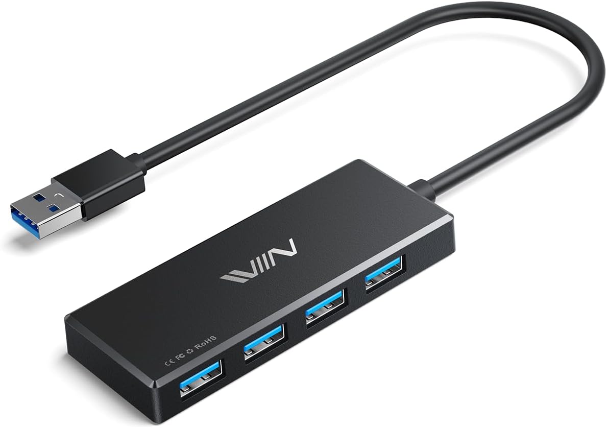 USB 3.0 Hub, 4 Port USB Hub Splitter, USB A Expander Portable USB Adap ...