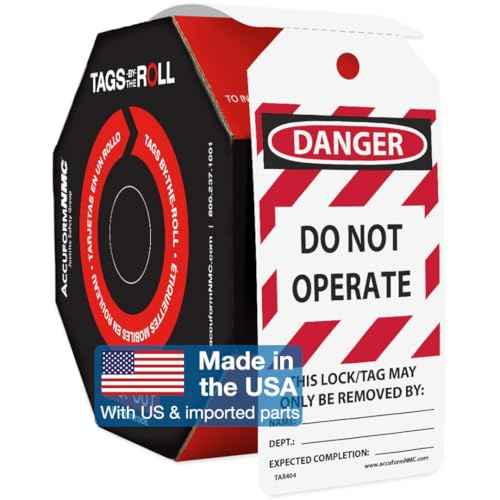AccuformNMC 100 Lockout Tags by-The-Roll, Danger Do Not Operate, US Made OSHA Compliant Tags, Waterproof PF-Cardstock, Resists Tears, 6.25"x3", TAR404