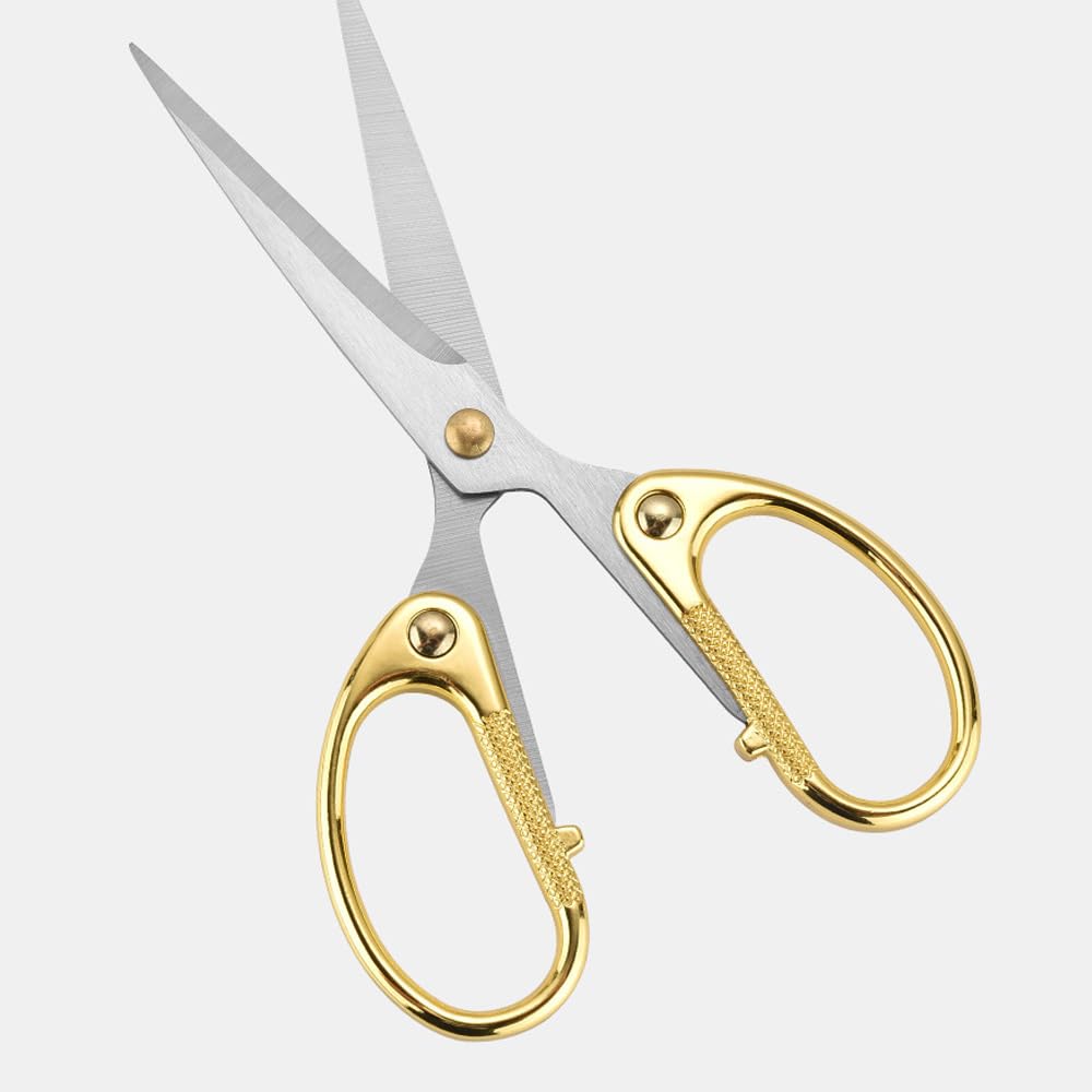 Aemoe 5" All Stainless Steel Office Scissors,Ultra Sharp Blade Shears,Sturdy Sharp Scissor for Office Home School Sewing Fabric Craft Paper Multipurpose Scissors Gold