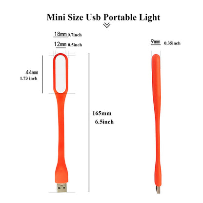 Mini Flexible Light, Portable USB Led Reading Night Lamp for PC Laptop Computer Notebook Power Bank - 2 Pack (Black)