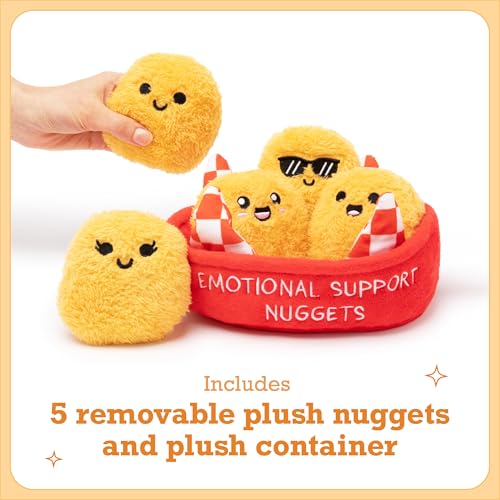 Emotional Support Chicken Nuggets by Relatable, Cuddly Stuffed Animals and Toys, Squishy Toys and Plushies, Great Gift Ideas for Loved Ones of All Ages, Includes 5 Plushies with Carrying Basket