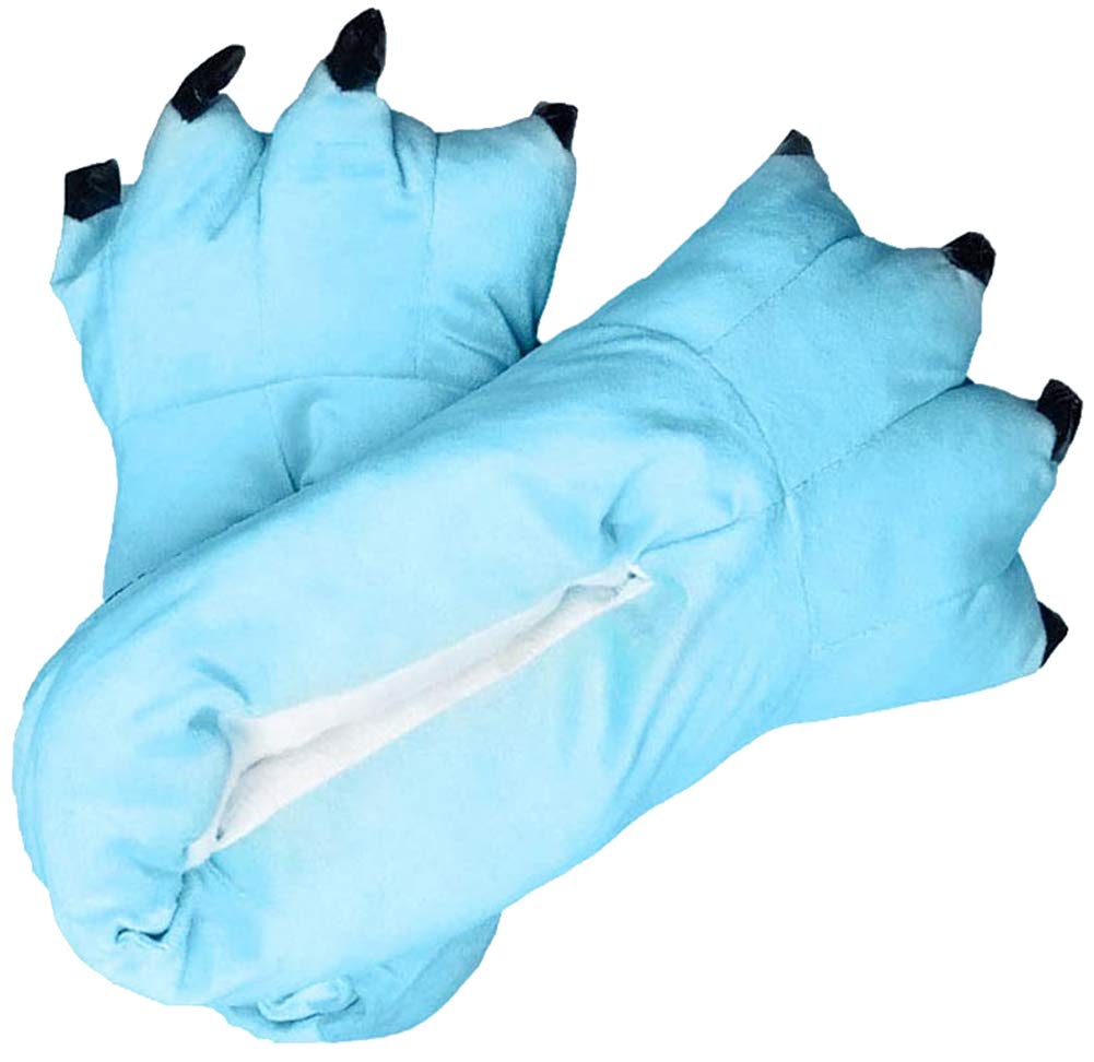 FashionFits Unisex Soft Plush Home Slippers Animal Costume Paw Claw Shoes Light Blue L