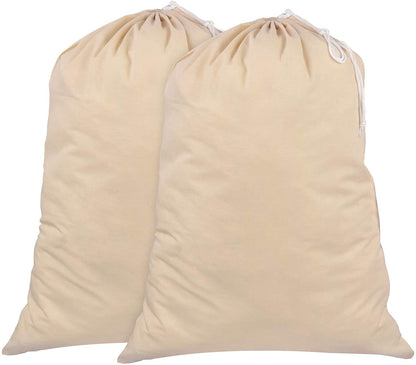 Sweet Needle Pack of 2 Heavy Duty Extra Large Laundry Storage Shopping Bags, 71x91 CM (28x36 IN) 75L - 100% Cotton, Highly durable, Draw-cord with cord-lock, Machine Wash and reusable Travel Bag