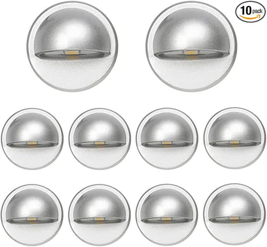 FVTLED Pack of 10 Low Voltage LED Deck Light Kit Φ1.38 Waterproof Outdoor Step Stairs Garden Yard Patio Landscape Decor Lighting Cold White Lamp