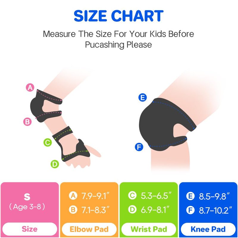 Besttravel Kids/Youth Knee Pad Elbow Pads Guards Protective Gear Set, Toddler Knee and Elbow Pads with Wrist Guards 3 in 1 for Skating Cycling Bike Rollerblading Scooter