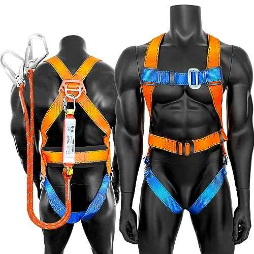Full Body Safety Harness Tool Fall Protection£¬OSHA/ANSI Compliant,ASTM F1774certified | INTERNAL Shock Absorbing Lanyard£¨Orange£©