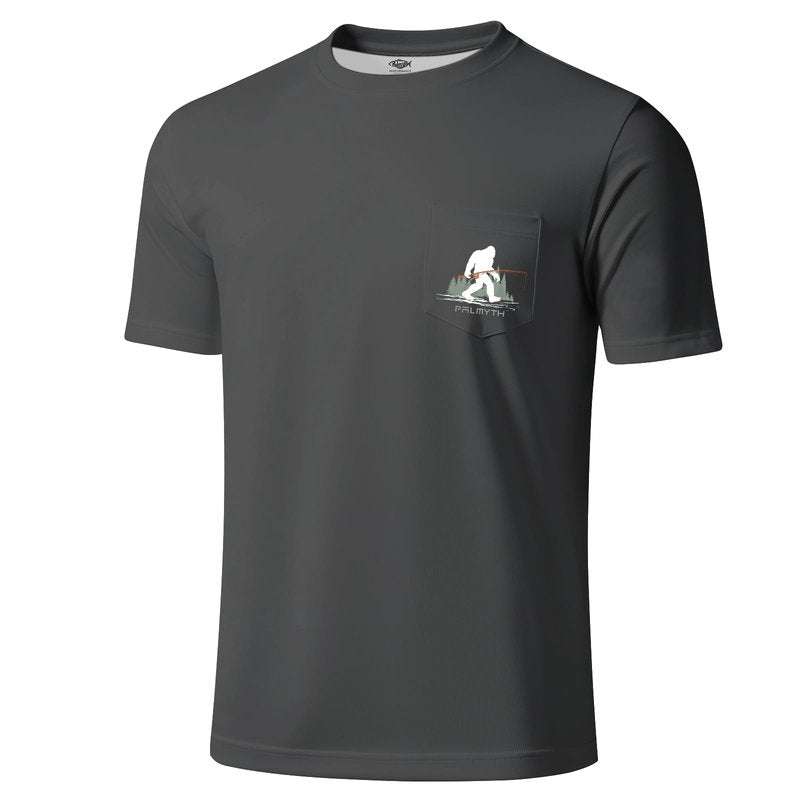 Palmyth Fishing Shirts for Men Short Sleeve Sun Protection T-Shirts UPF 50+ Rash Guard Tee Charcoal Bigfoot Fishing X-Large