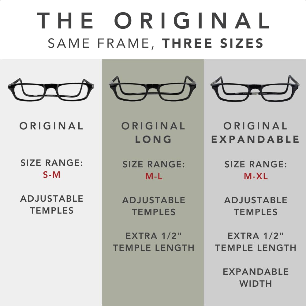 Clic Magnetic Reading Glasses for Men or Women, Computer Readers, Original Long (M-L, Dark Matte Blue, 2.50 Magnification)