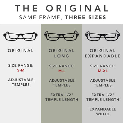 Clic Magnetic Reading Glasses for Men or Women, Computer Readers, Original Long (M-L, Dark Matte Blue, 2.50 Magnification)