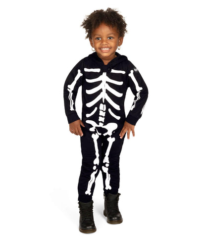 Tipsy Elves Kids Skeleton Halloween Costume Jumpsuit for Babies and Toddlers - Unisex Sizing - Spooky White Skeleton Halloween Costume For Boys and Girls Size 3T