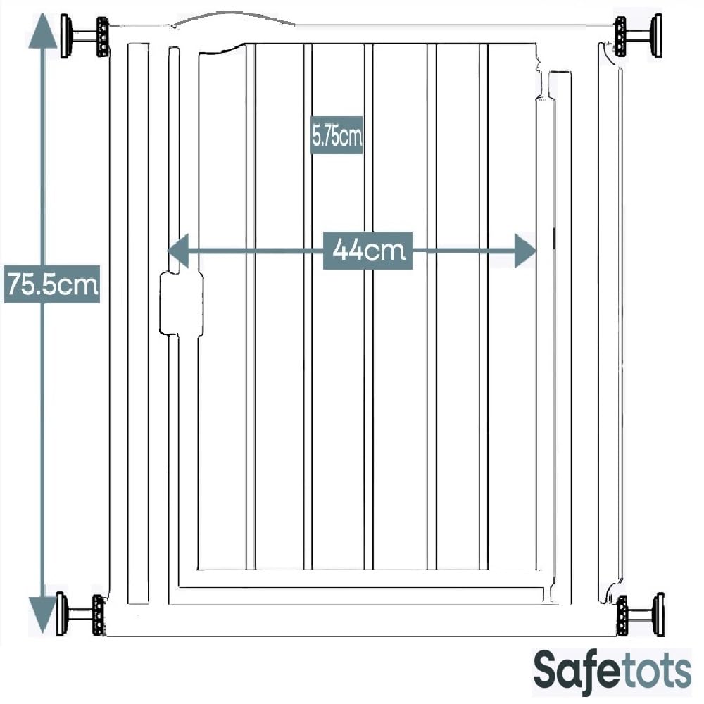 Safetots Pressure Fit Self Closing Stair Gate, Narrow, 68.5cm - 75cm, White, Auto Closing Baby Gate, Safety Barrier for Toddler, Easy Installation