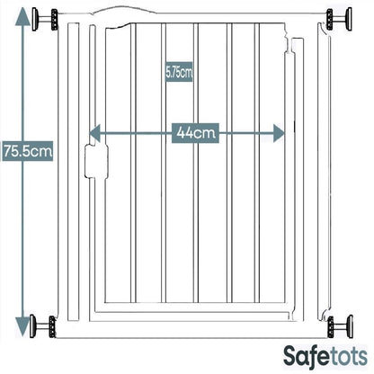 Safetots Pressure Fit Self Closing Stair Gate, Narrow, 68.5cm - 75cm, White, Auto Closing Baby Gate, Safety Barrier for Toddler, Easy Installation