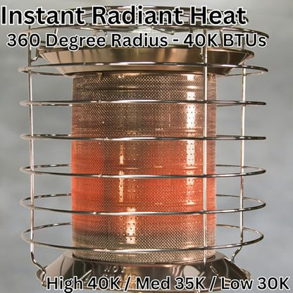 Dura Heat TT-360 Propane(LP) 360 Degree Tank Top Heater, Length: 8.9in, Width: 8.9in, Height: 20.24in,Silver