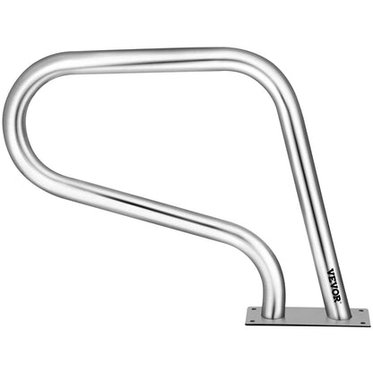 VEVOR Pool Rail 32x23 Pool Railing 304 Stainless Steel 250LBS Load Capacity Silver Rustproof Pool Handrail Humanized Swimming Pool Handrail with Blue Grip Cover & M8 Drill Bit & Self-taping Screws