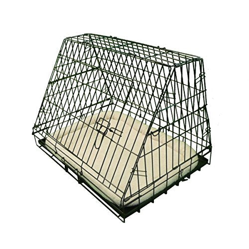 Ellie-Bo Black Deluxe Slanted Medium 30-inch Folding Dog Cage/Crate with Metal Tray and Dog Bed Mat