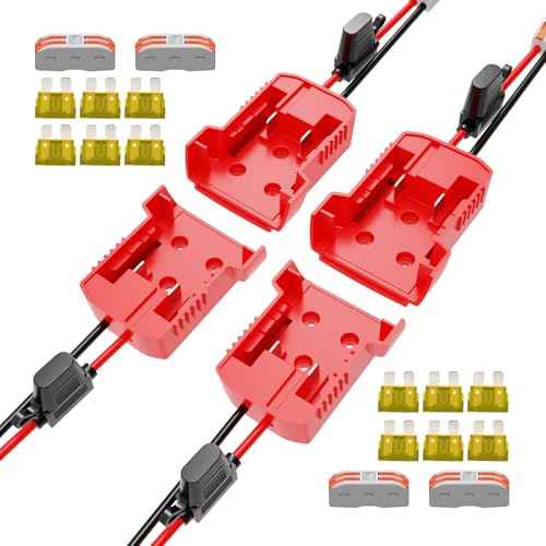 4 Pack Milwaukee M18 Battery Adapter Kit with Fuses, 12AWG Wiring for Power Wheels, DIY RC Cars & Robotics - Convert 18V Tool Battery to Kids Ride-On Toys Truck