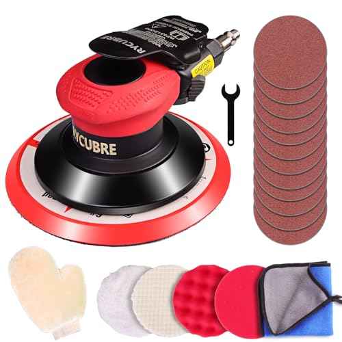 pneumatic Air Sander 5/6 Inch DA Palm Sander for auto body, High Speed Random Orbital Sander for Woodworking & Auto Polishing (6 Inch)