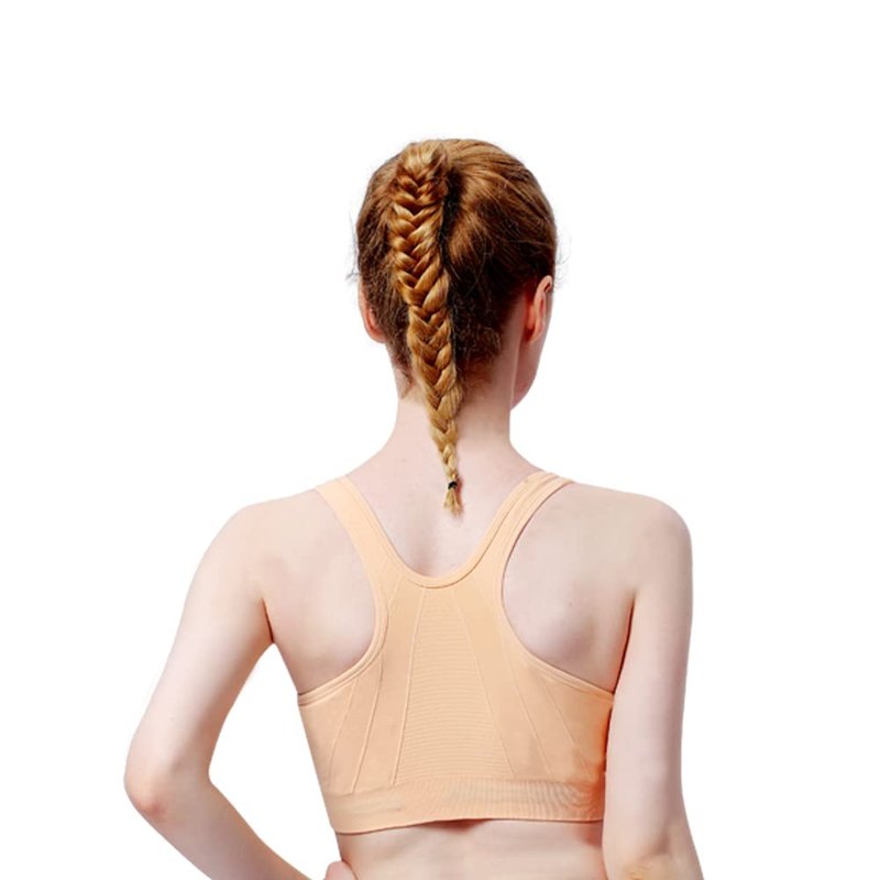 Women's Zip Front Sports Bra - Wireless, Padded, Racerback, Running, Yoga, Seamless Mastectomy Bra - Post-Surgery Zipper Closure