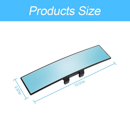 Car Rearview Mirror, 12 Inch Panoramic Wide Angle Anti-Glare, Clip on Auto Rear View Mirror, HD Clear Convex Surface, Car Interior Accessories Universal for SUV, Truck, Van, Vehicles (Blue)