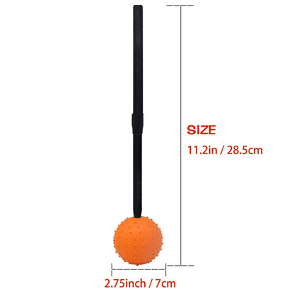 Vivifying Dog Ball on a Rope, 2 Pack Natural Interactive Rubber Dog Ball for Fetch, Catch, Throw and Tug of War (Orange + Yellow)