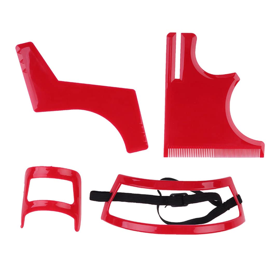 ESiiFuu Beard Shaping Tool Kit Neckline Shaving Template Guide Set for Men Hair Styling Red, Beard Shaping Tool Kit, Beard Trimmer Template Guide, Hair Styling Tools Kit