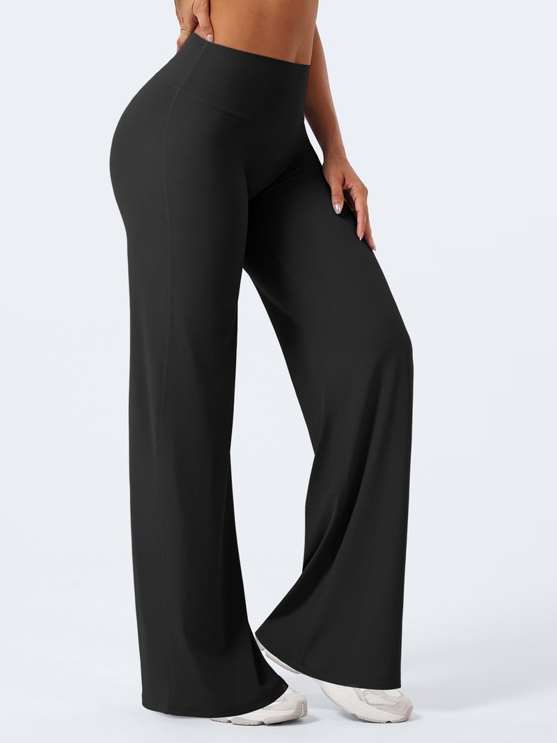 YEOREO Workout Leggings Womens No Front Seam Straight Leggings 33" Thin Fleece High Waist Buttery Eddiy Gym Yoga Pants Black S