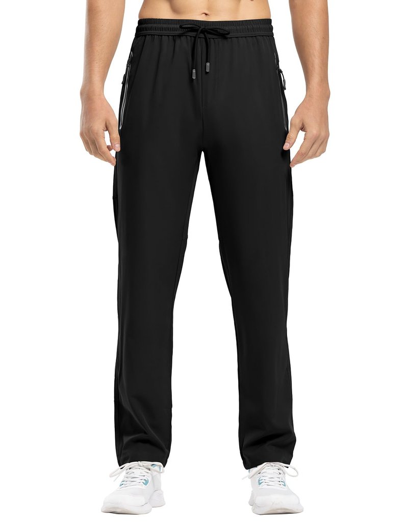 Rdruko Men's Casual Pants Lightweight Quick Dry Hiking Workout Running Sports Sweat Pants with Pockets(Black, US XL)
